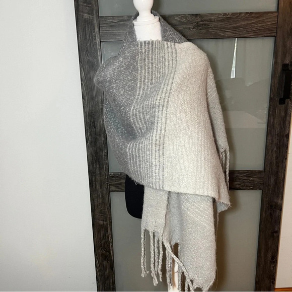 All You Need is Love Gray Ombre Striped Teddy Soft Shoulder Wrap - Picture 6 of 6
